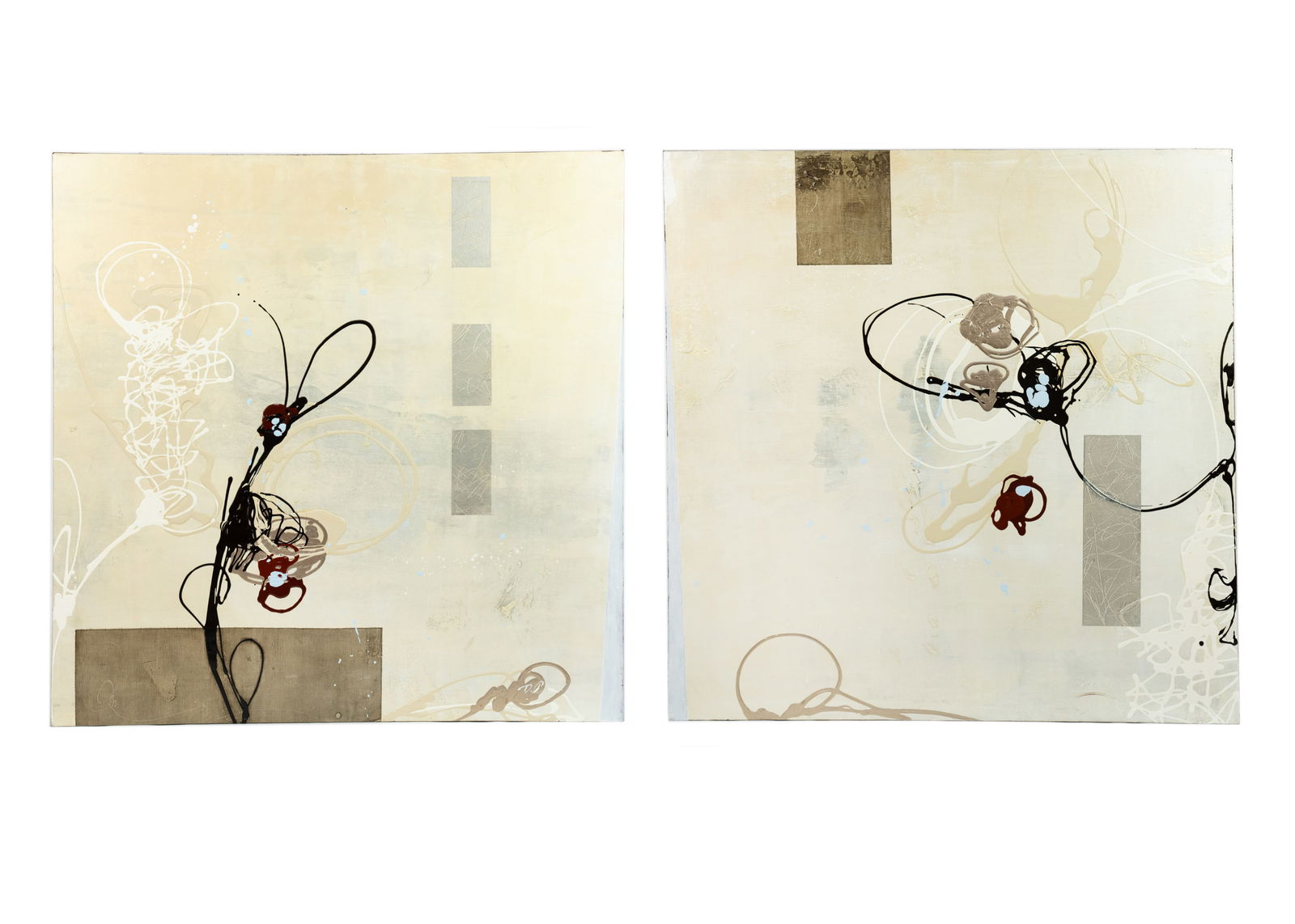 Pair of D. Carney Abstract Acrylic on Canvas Paintings (1 of 19)