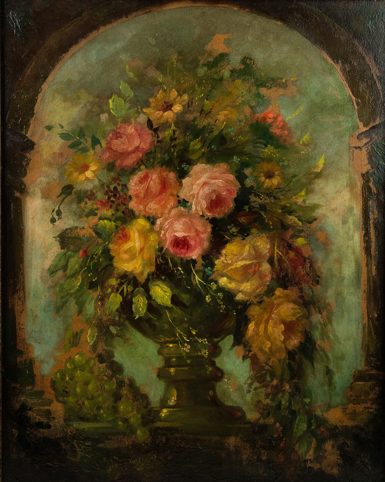 Rose Floral Still Life Oil on Board Painting (1 of 11)