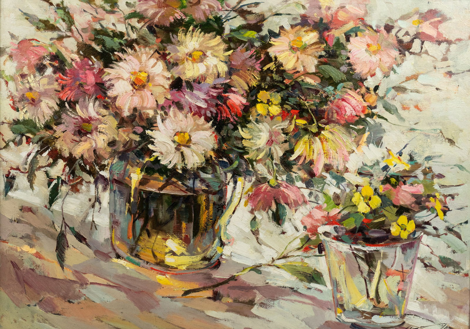 Beautiful Bouquets' Oil on Canvas Painting Signed (1 of 9)