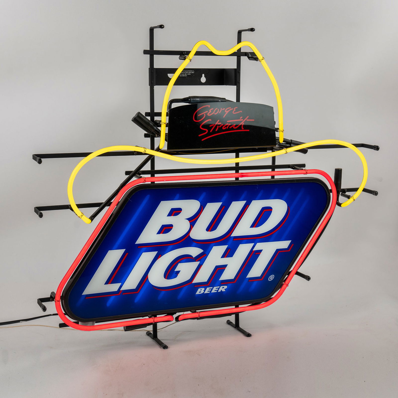Vintage Bud Light George Strait Cowboy Hat Neon Light (1 of 10)