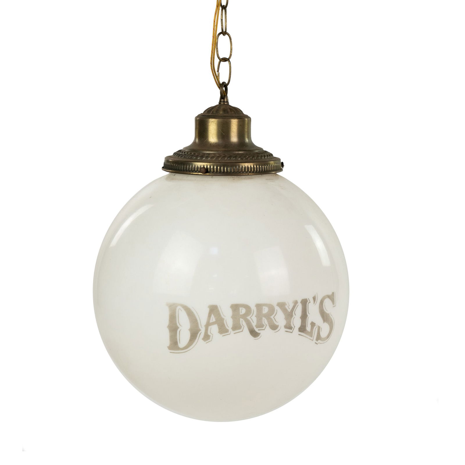 Darryl's Bar Advertising Milk Glass Pendant Light (1 of 4)