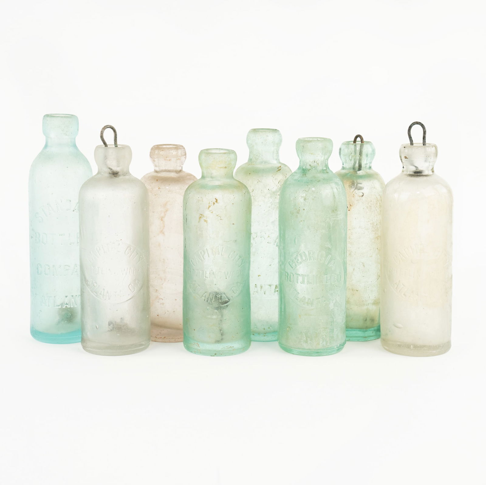 (8) Group of Antique Blob Top Glass Bottles (1 of 12)