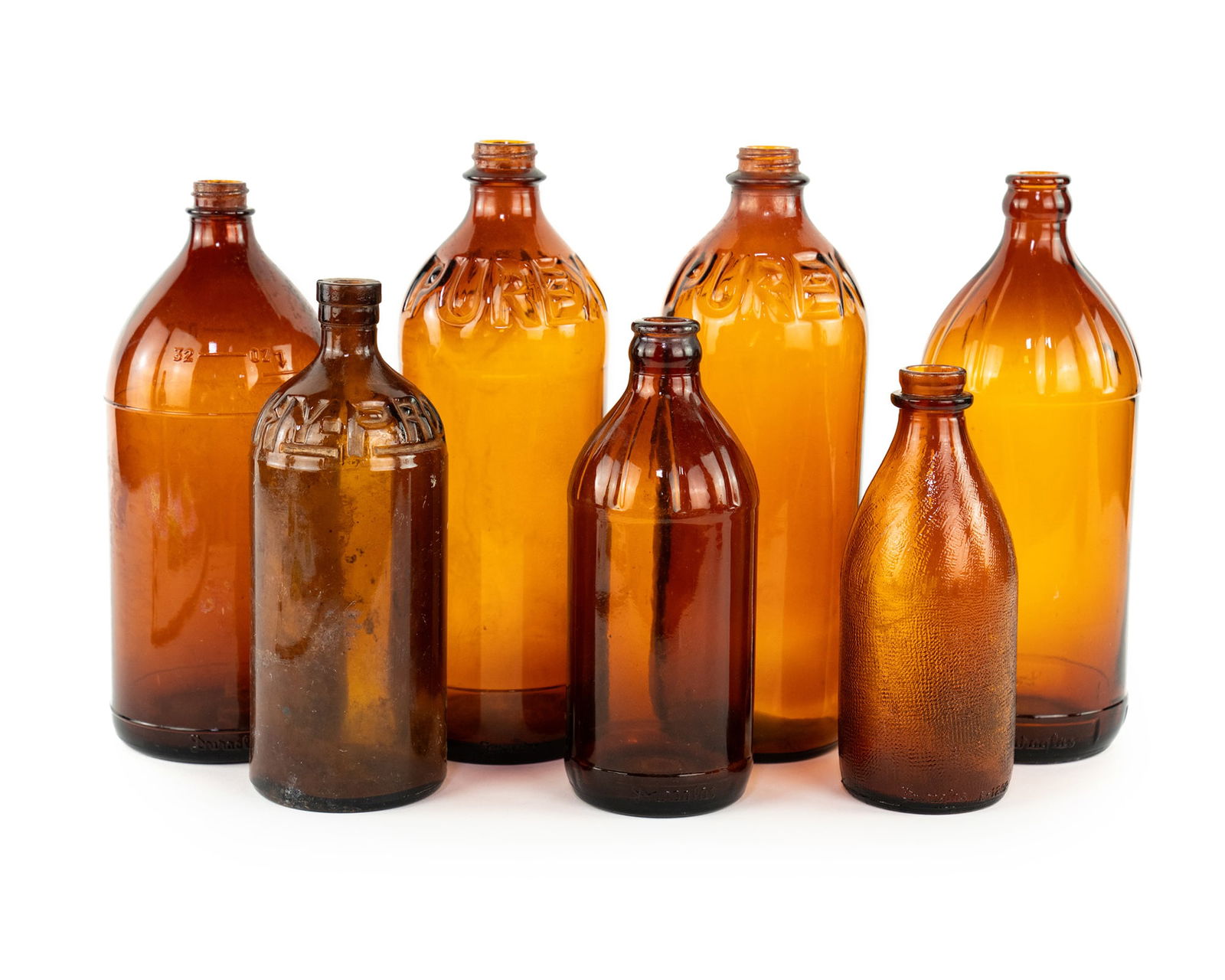 (7) Group of Assorted Brown Glass Bottles (1 of 9)