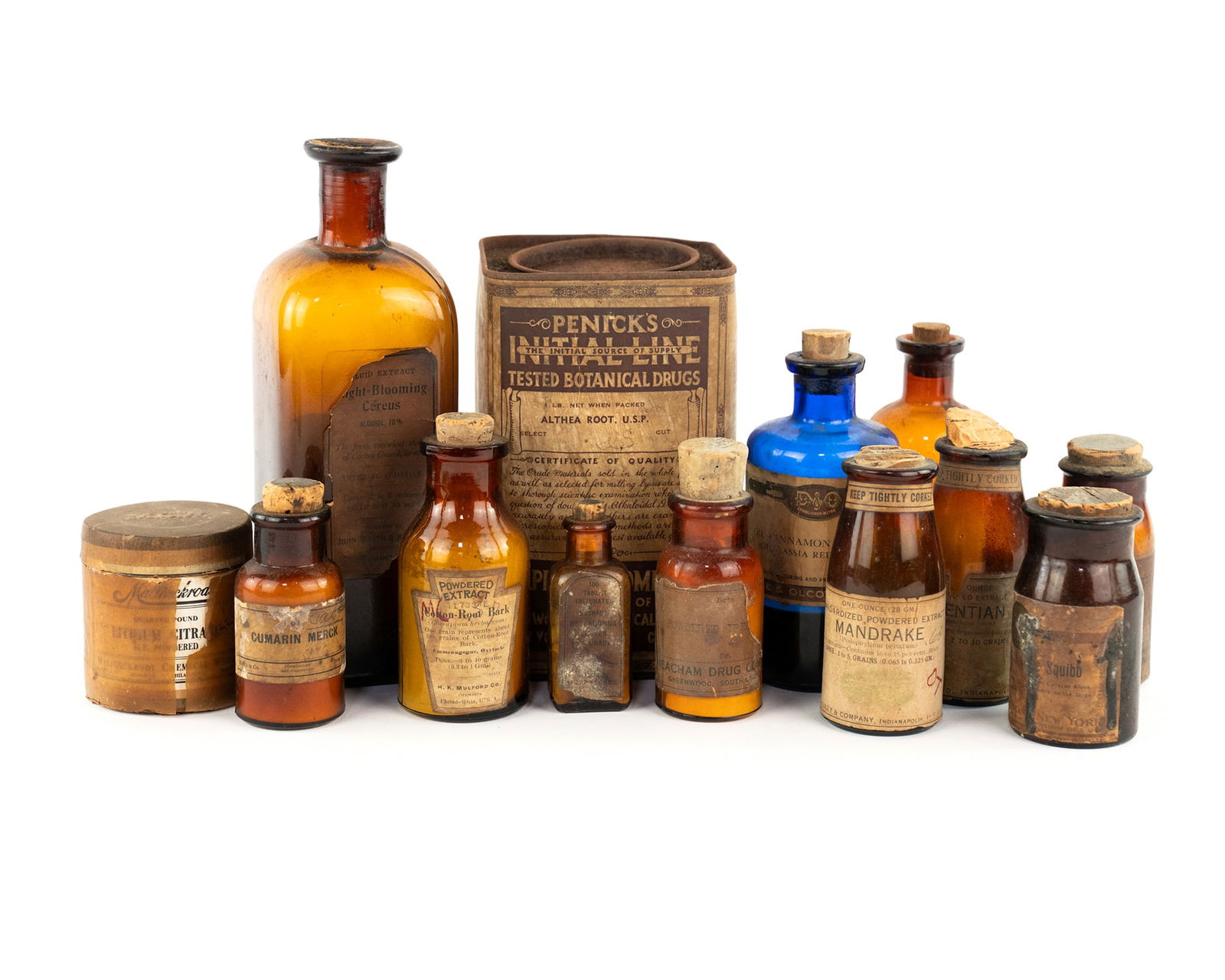 (13) Group of Antique Glass & Metal Medicine Jars (1 of 5)