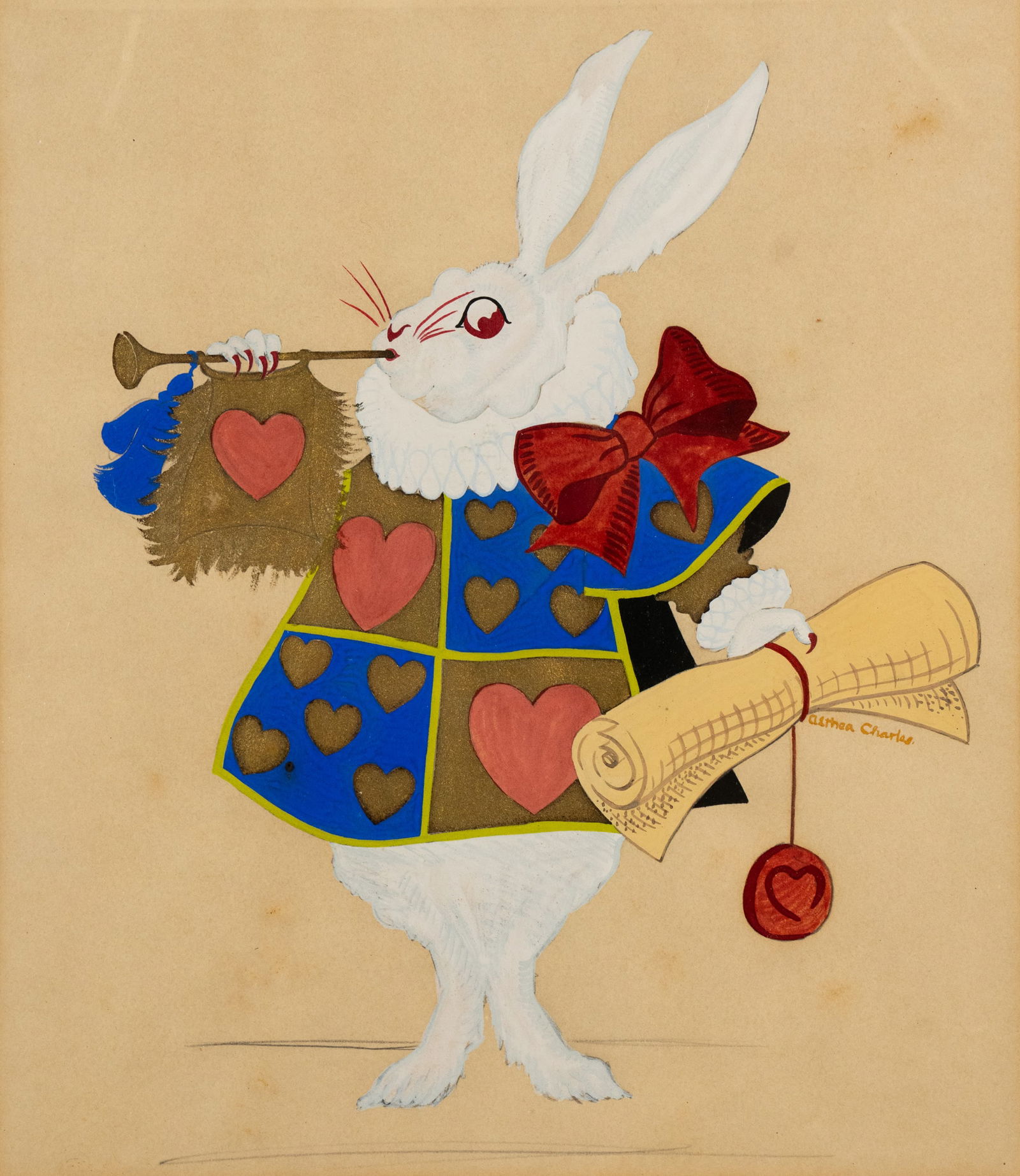 A. Charles White Rabbit Mixed Media Drawing on Paper (1 of 7)