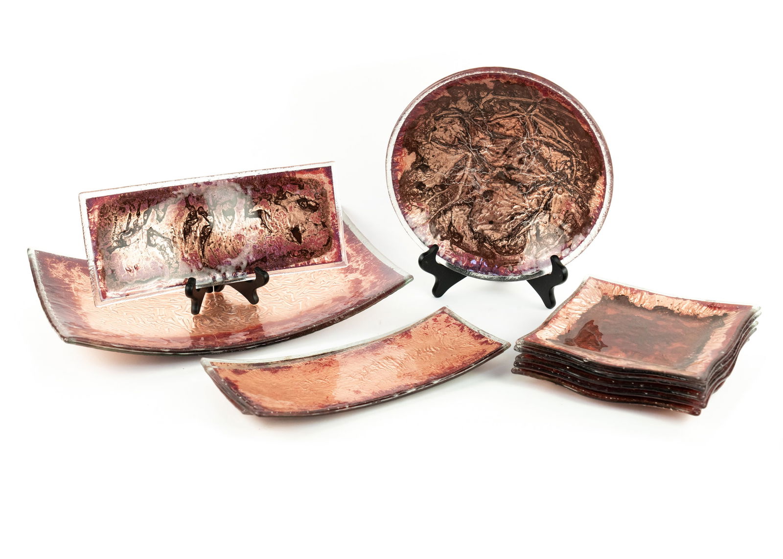 (9) Group of Jones Glassworks Fused Art Glass Dishes (1 of 6)