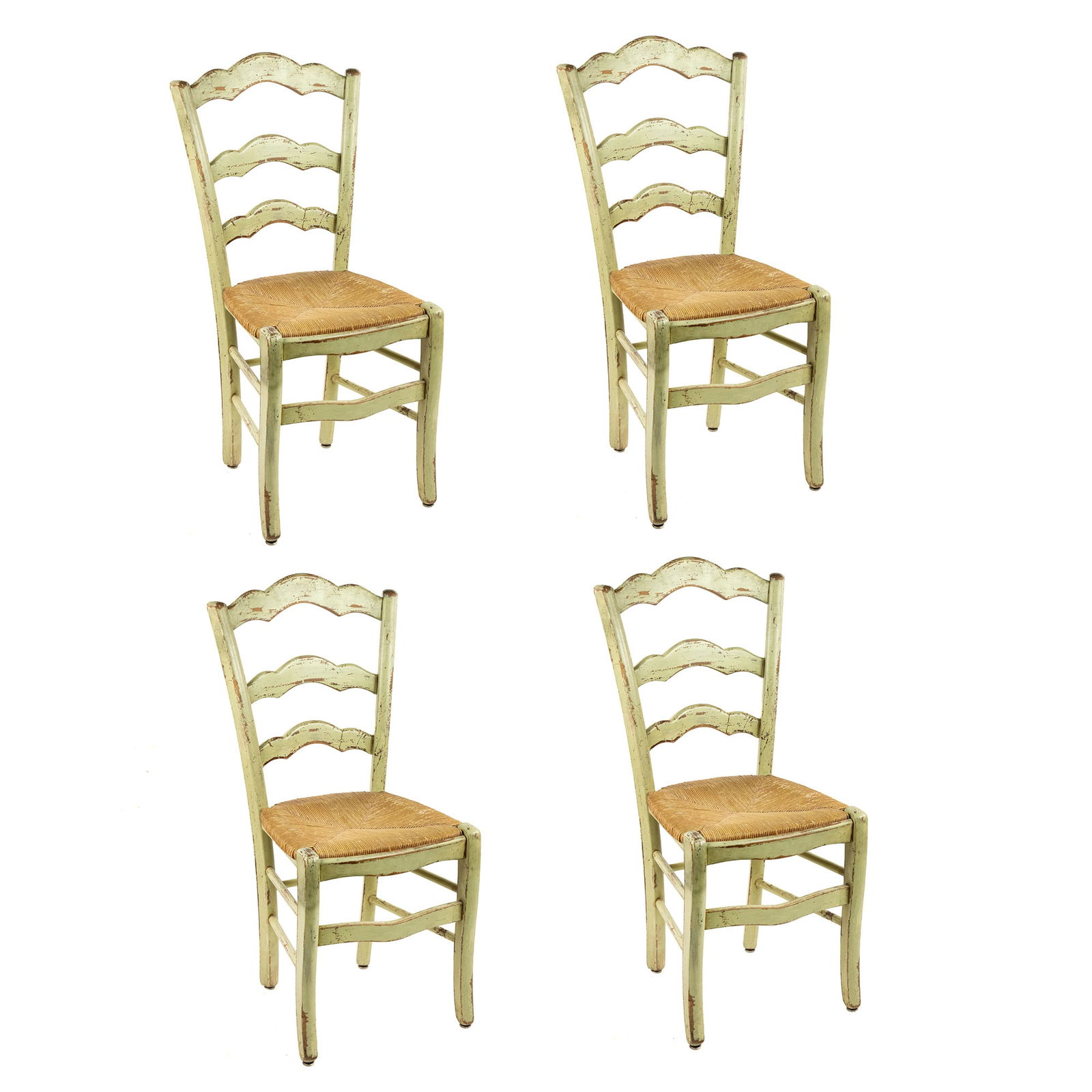 Set of 4 Italian Rustic Ladderback Dining Chairs (1 of 14)