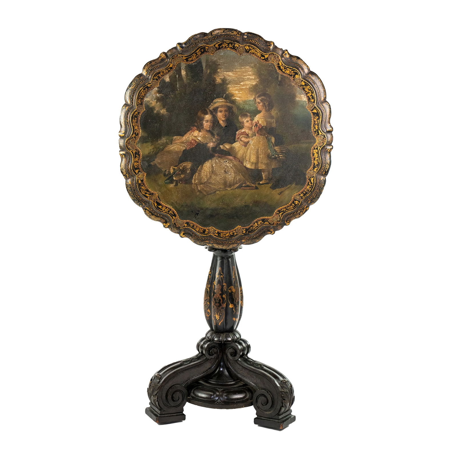 19th C Victorian Black Painted Tilt Top Table (1 of 16)