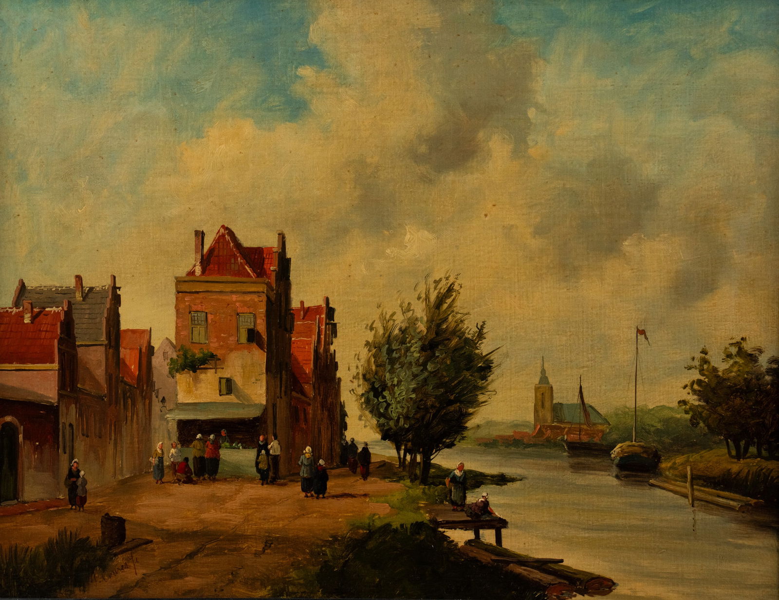 Dutch School Canal Townscape Oil on Board (1 of 11)