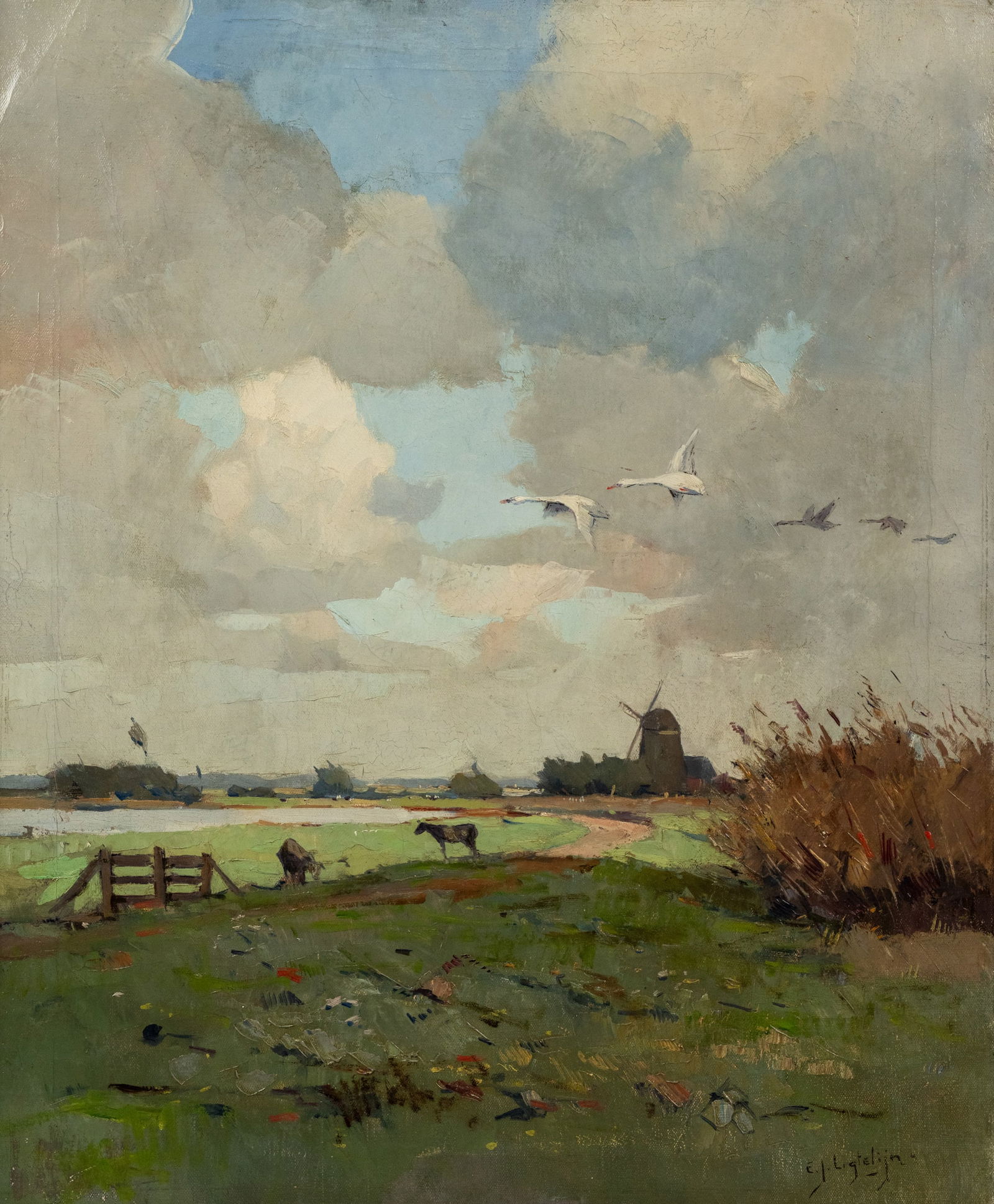 Evert Jan Ligtelijn Pastoral Scene Oil on Canvas (1 of 14)