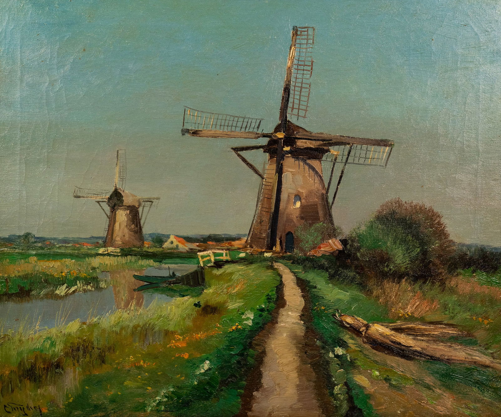 Christiaan Snijders Windmill Landscape Oil on Canvas (1 of 12)