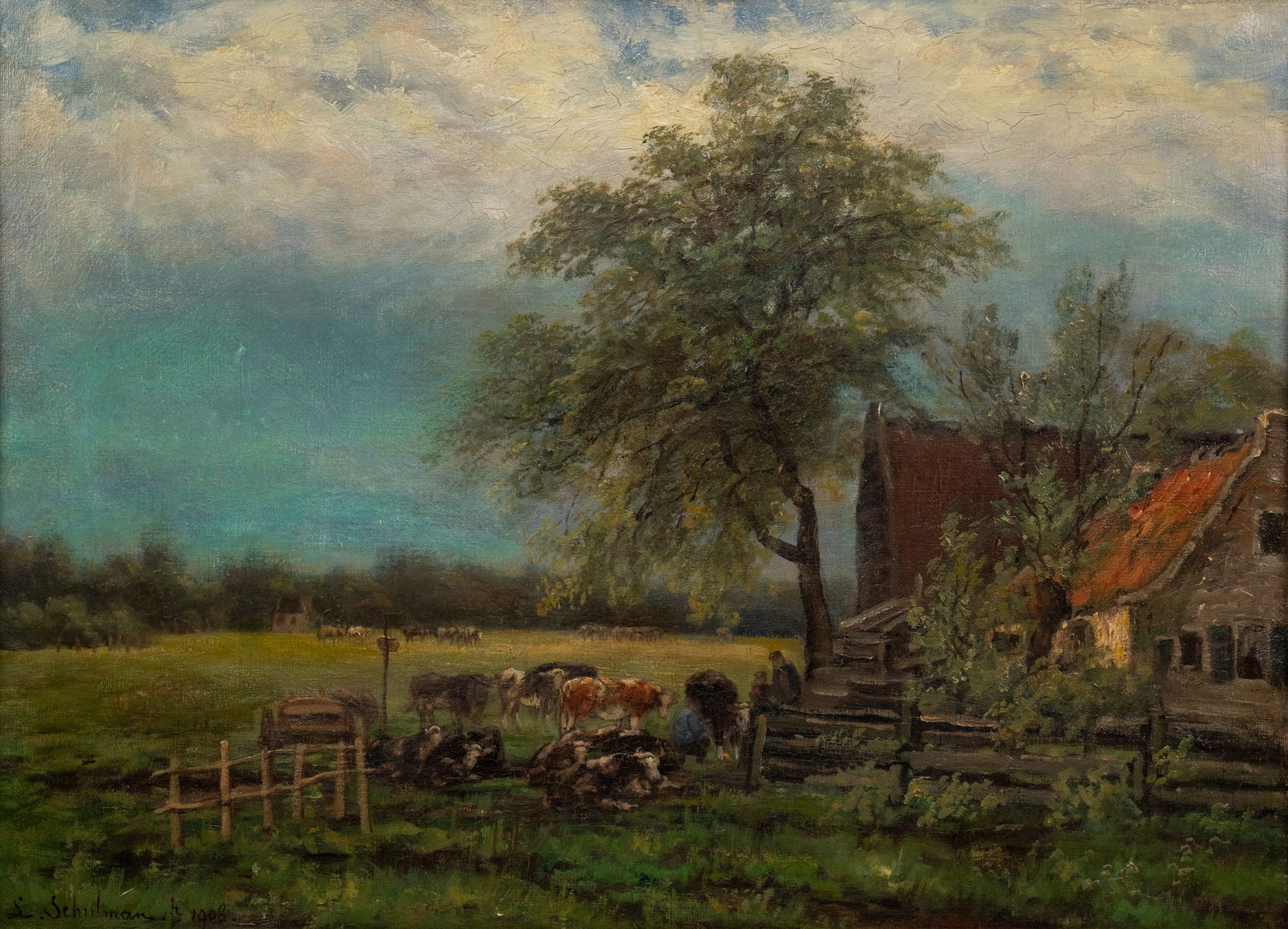 Leon Schulman Pastoral Landscape Oil on Canvas (1 of 12)