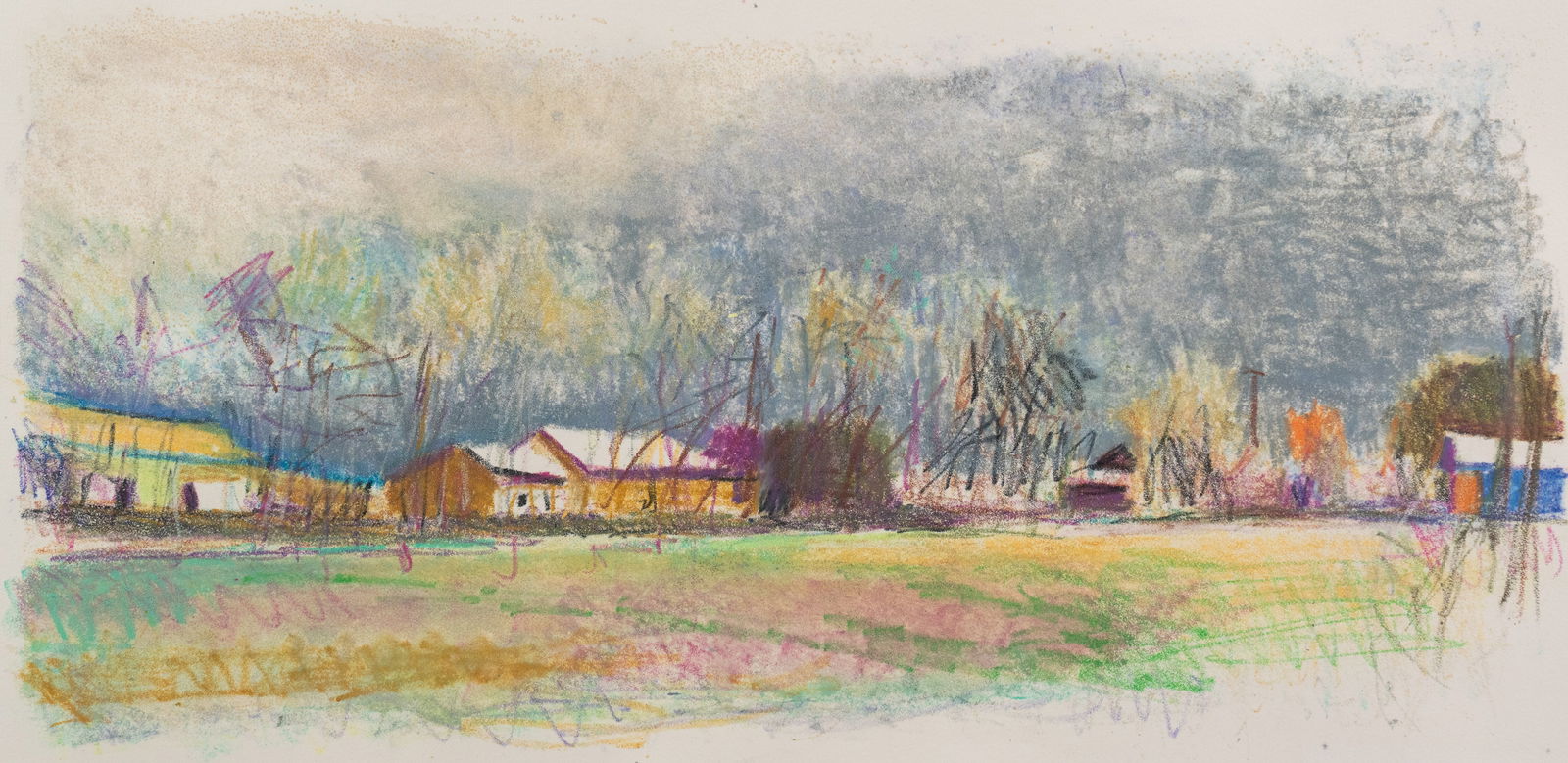 Wolf Kahn 'In New Mexico II' Monoprint: Wolf Kahn (German-American, 1927 - 2020) monoprint titled 'In New Mexico II' depicting a village cityscape. Pencil signed and dated '90' lower right. Presented in a frame behind glass. Provenance: Fro