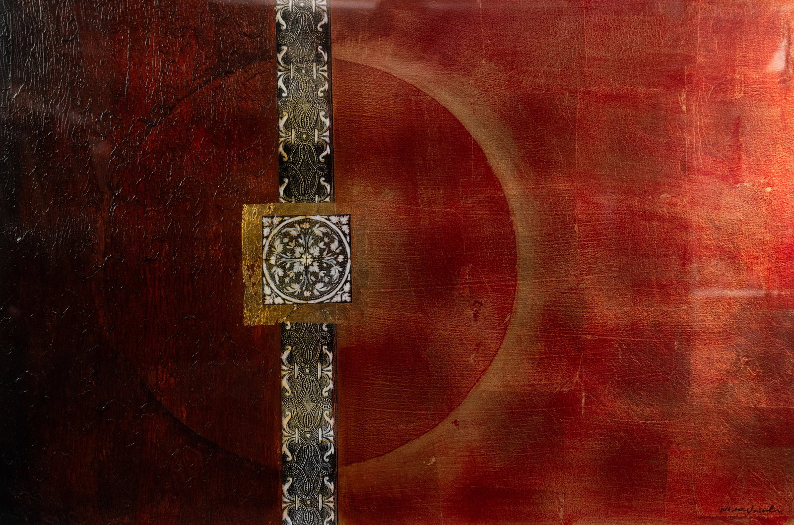 Niro Vasali 'Remnants' Mixed Media on Paper: A Niro Vasali (b.1969) mixed media acrylic on paper collage titled 'Remnants' depicting an abstract composition. Signed lower right. Presented in a frame behind glass. Provenance: From corporate colle