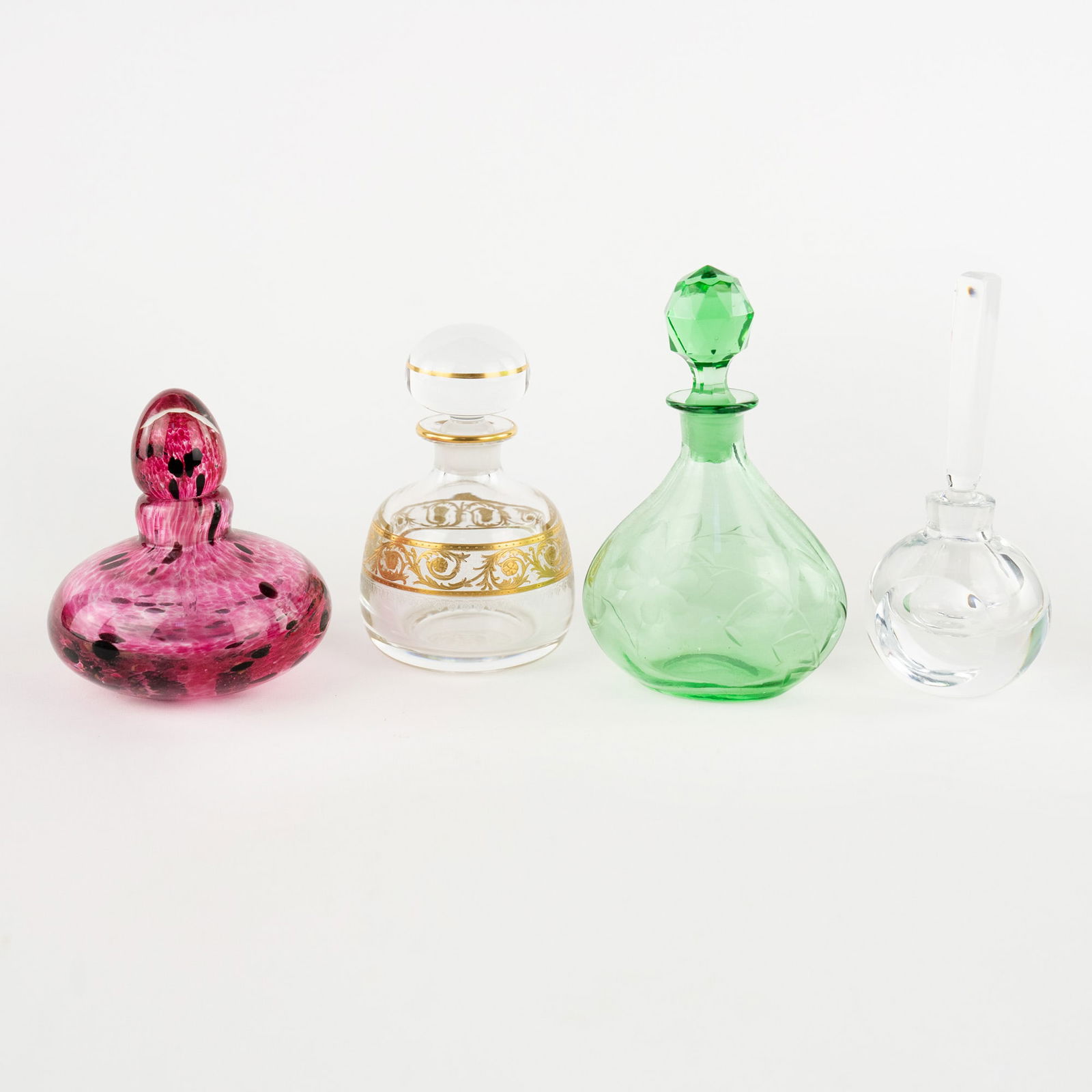(4) Group of Assorted Glass Perfume Bottles inc. Murano (1 of 8)