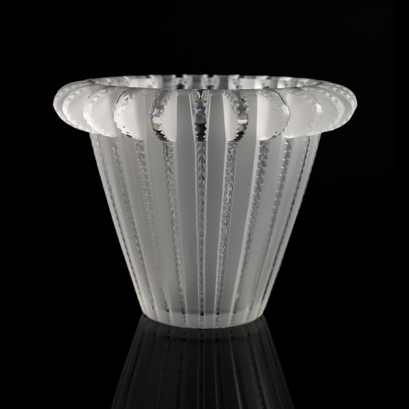 Lalique 'Royat' Frosted Cut Crystal Vase (1 of 9)