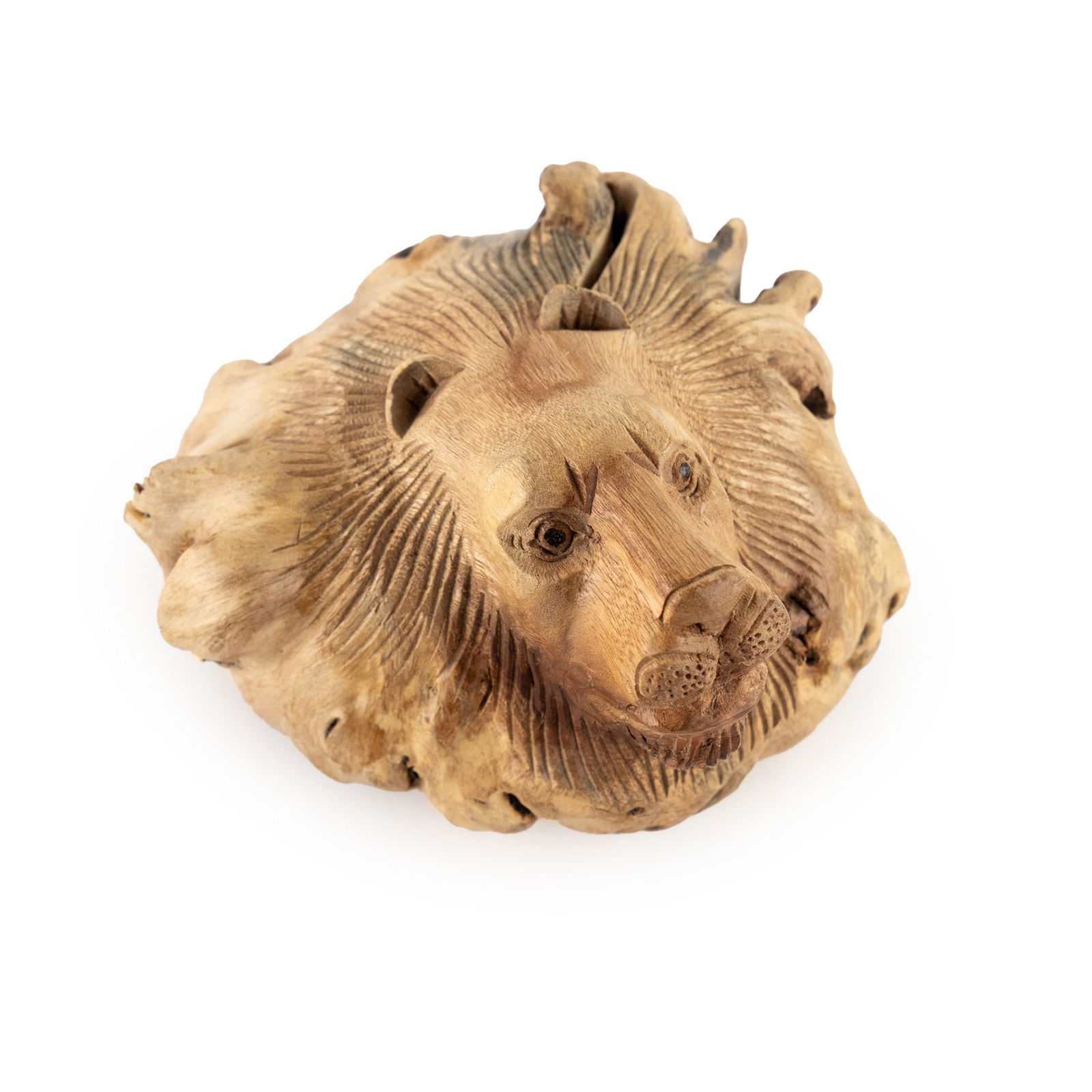 Judy Derench Lion's Head Hand Carved Folk Art Sculpture (1 of 7)