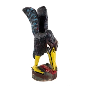 CF 'Black Bird Eating Pie, Why!' Folk Art Sculpture