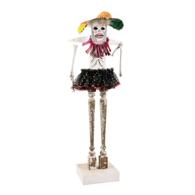 Day of the Dead Skeleton Folk Art Assemblage Sculpture
