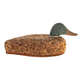 Vintage Mallard Drake Wood and Cork Duck Decoy