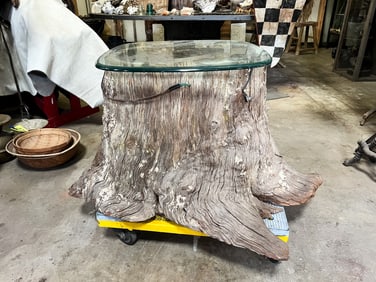 Cypress Tree Stump Folk Art Side Table