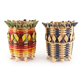 Pair of Hand Woven Native American Winnebago Baskets