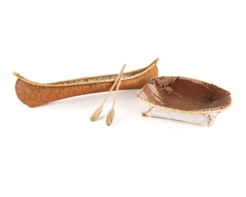 Pair of Native American Birch Bark Boat Models