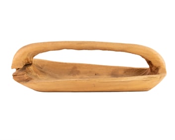 Hand Carved Handled Wood Bowl