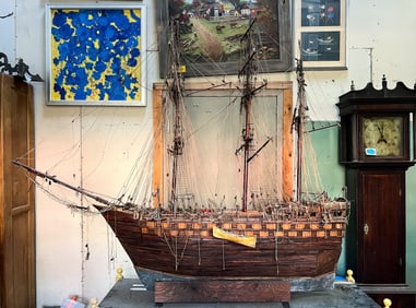 Monumental Hand Crafted Wooden First Rate Ship Model