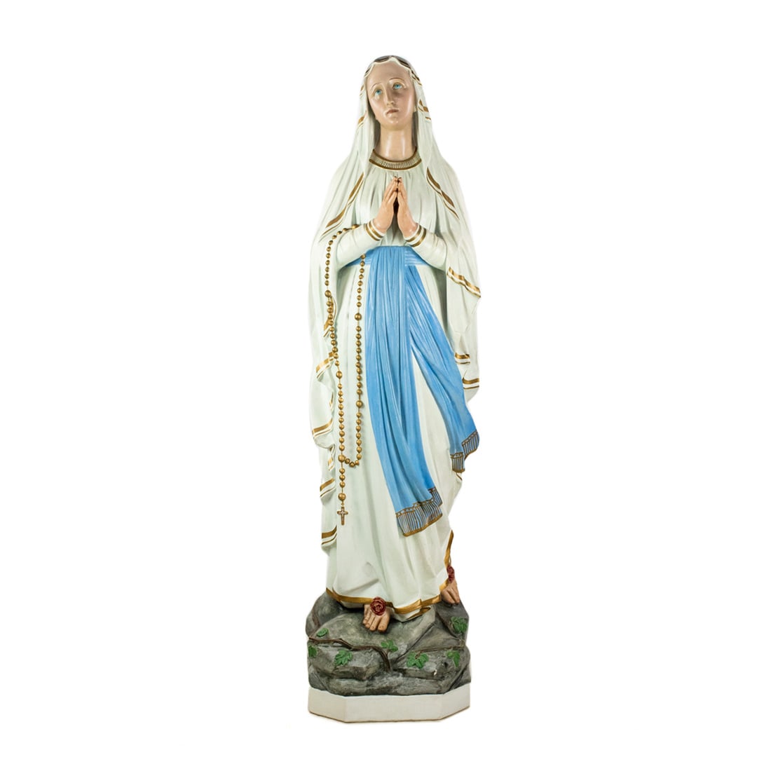 Early 20th C Lady of Lourdes Plaster Figure Sculpture (1 of 10)