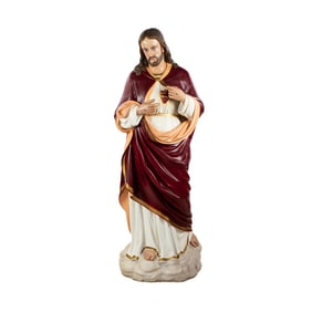 Sacred Heart of Jesus Plaster Figure Sculpture
