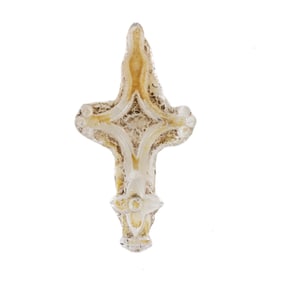 Antique Parisian Grave Marker Hand Blown Glass Cross