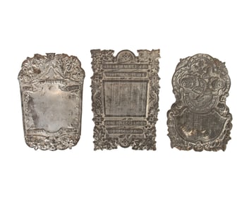 (3) Group of Embossed Aluminum Grave Markers