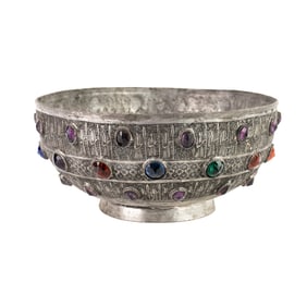 Engraved Pewter Centerpiece Bowl