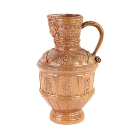 Antique Glazed Stoneware Pitcher