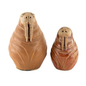 Pair of Wenzel's Stoneware Walrus Sculptures