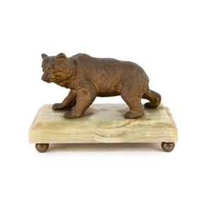 Russian Deco Gilt Bronze Bear Sculpture