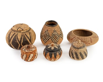 (6) Group of Assorted Woven Baskets