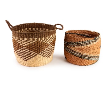 Pair of Woven Seagrass or Wicker Baskets
