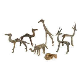 (7) African Congolese Bronze Cast Animal Figurines