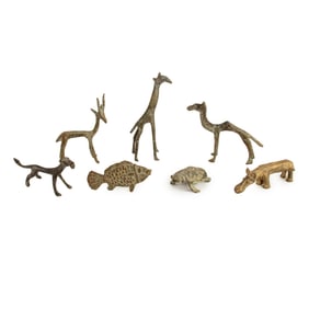 (7) African Congolese Bronze Cast Animal Figurines