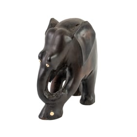 Anglo-Indian Hand Carved Ebony Elephant Figure