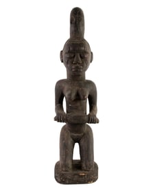 African Congo Luba Hand-Carved Wood Fertility Idol