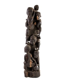 African Makonde Tree of Life Wood Sculpture