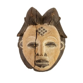 African Gabon Punu Mukudj Funerary Female Mask