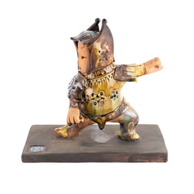 Fabbrini Pottery Glazed Terracotta Samurai Figure