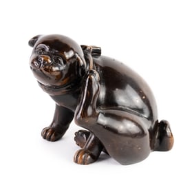 Wildwood Imports Lacquered Wood Puppy Figurine