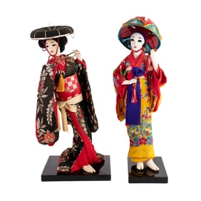Pair of Japanese Geisha Oyama Dolls