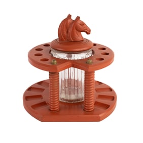 English Pipe Rack and Tobacco Storage Jar Display