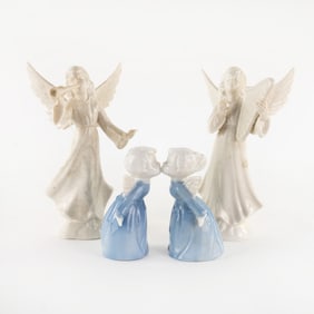 (4) Group of Dresden and Lefton Porcelain Angels